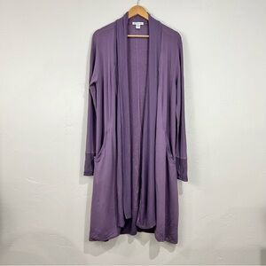 Athleta Purple Floor Duster Cardigan Whimsical Lagenlook Casual Active Lounge M